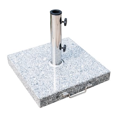 Pied/base de parasol granite gris poignée et roulettes compatible pied parasol Ø 34/38/48 mm OUTSUNNY