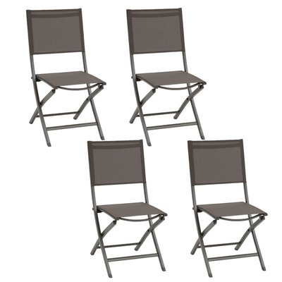 Lot de 4 chaises pliantes en aluminium et texaline ESSENTIA HESPERIDE
