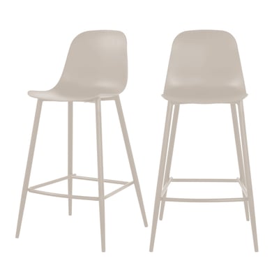 Lot de 4 tabourets de bar intérieur et extérieur en plastique et métal H65cm- PORTLAND DRAWER