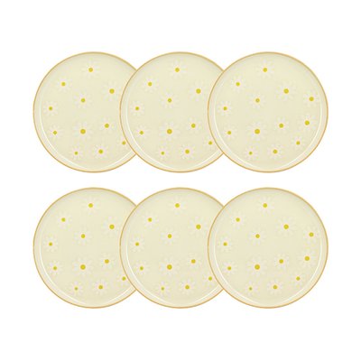 Lot de 6 assiettes plates 26cm en grès, MARGUERITE NOVASTYL