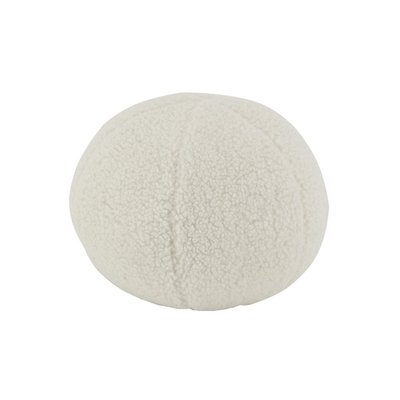 Pouf en tissu bouclettes blanc Rond AUBRY GASPARD