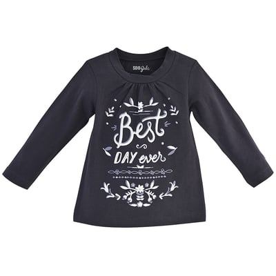 Tee shirt fille anthracite "best day" SUCRE D'ORGE