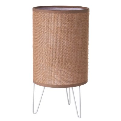 Lampe à poser métal blanc et abat-jour marron 15x15x30cm WADIGA