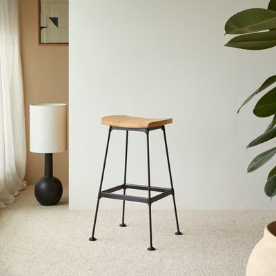 Tabouret haut en frêne et métal black DIEGO TIKAMOON