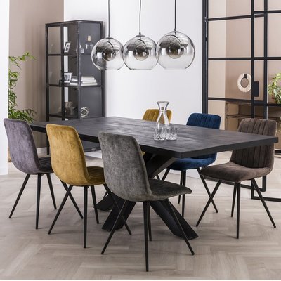 Table à manger noire en bois pied central contemporain 200 cm LUCKNOW PIER IMPORT