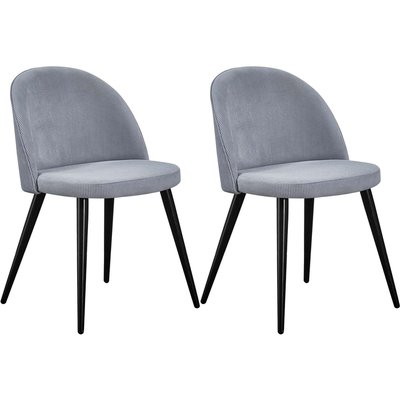 Chaise en acier et velours côtelé gris clair Velvet (Lot de 2) VENTURE HOME