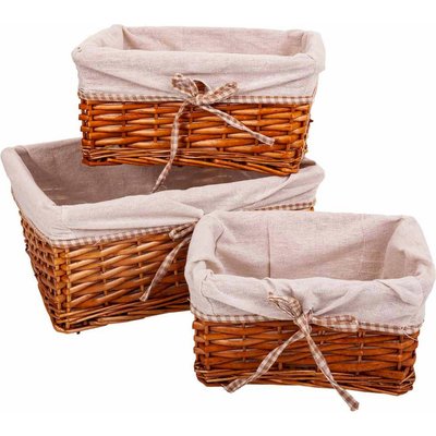 Panier en osier naturel avec doublure textile élégante RECOLLECTION