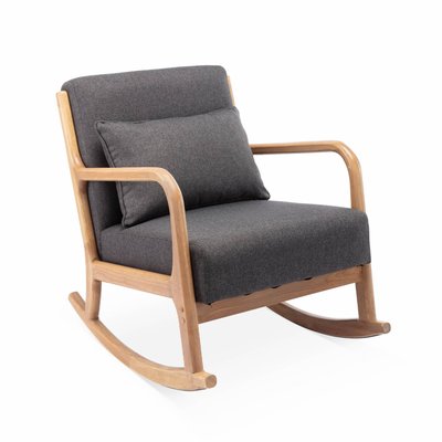 Rocking chair scandinave bois d'hévéa et tissu LORENS SWEEEK