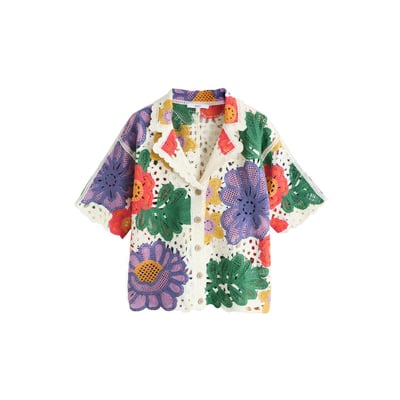 Chemise en crochet à manches courtes avec col NEXT