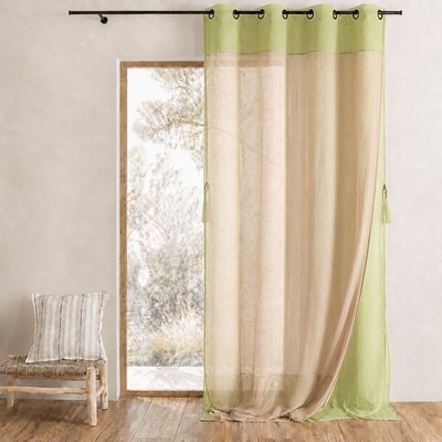 Voilage Double étamine avec parement de couleur HOME MAISON