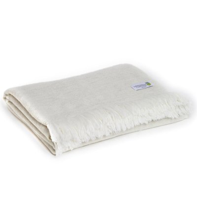 Plaid cachemire et laine Beige Amande LES JARDINS DE LA COMTESSE