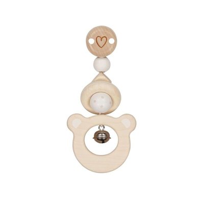 Hochet en bois avec clip Ours GOKI