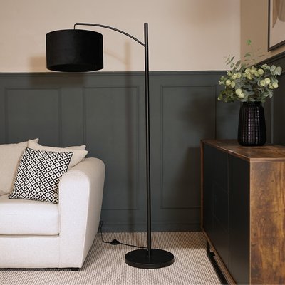 Black Metal Floor Lamp with Velvet Shade SO'HOME
