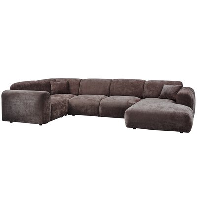 Canapé d'angle gauche en tissu chenille CLOUD WOOOD