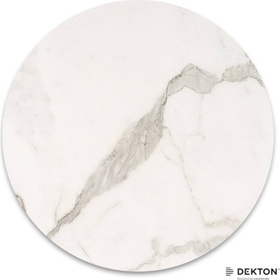 Plateau de table rond effet marbre en tencel 80x80 cm RECOLLECTION