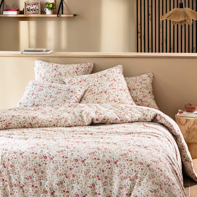 Housse de couette gaze de coton floral TERRE DE NUIT