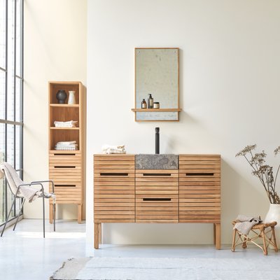 Meuble salle de bain en teck massif et marbre 125 cm SLATS TIKAMOON