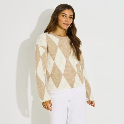 Gilet à col rond motif losanges GRAIN DE MALICE