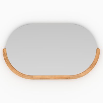 Miroir mural de salle de bain ovale en bois de teck - ZÉPHYR RENDEZ-VOUS DÉCO