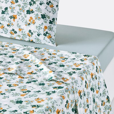 Voladores Floral 100% Cotton Percale 200 Thread Count Flat Sheet LA REDOUTE INTERIEURS