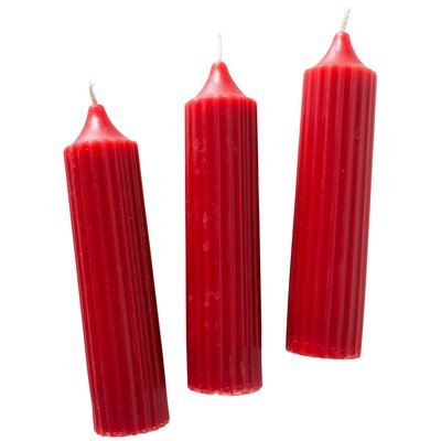 Set de 3 bougies rondes rouges 3.5x3.5x15cm WADIGA