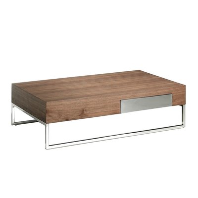 Table basse en noyer et acier chromé ANGEL CERDA