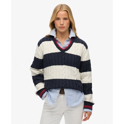Pull oversize torsadé et rayé à col V SUPERDRY