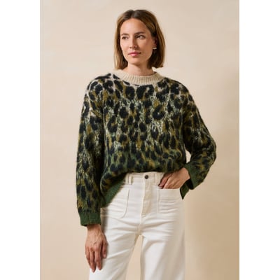 Pull manches longues en jacquard encolure ronde LA FEE MARABOUTEE
