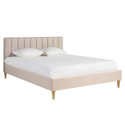 Lit 2 places 160x200 cm en tissu beige DIANE MILIBOO