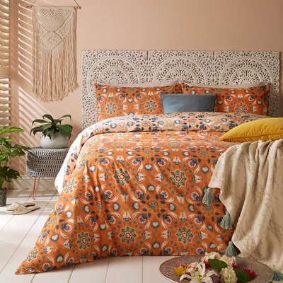 Folk Flora Cotton Mix Duvet Cover and Pillowcase Set FURN.