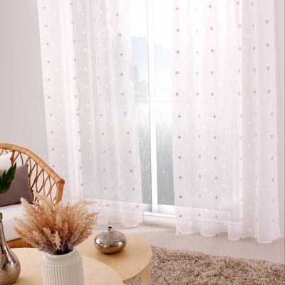 Voilage sablé brodé "Pois colorés" HOME MAISON