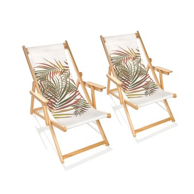 Lot de 2 chiliennes en bois et toile coton LONA CITY GARDEN