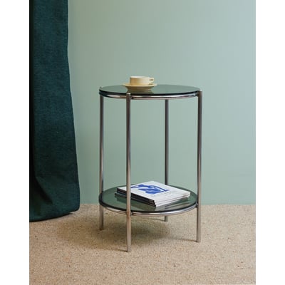 Table d'appoint ronde en verre fumé Hanna N°1580 - Bon état DEBONGOUT