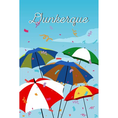 Tableau mural illustration parapluies Dunkerque CEANOTHE