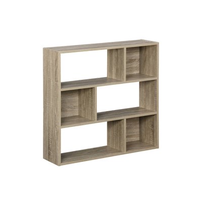 Etagère bibliothèque décor bois 3 étagères 6 compartiments PIETER SWEEEK