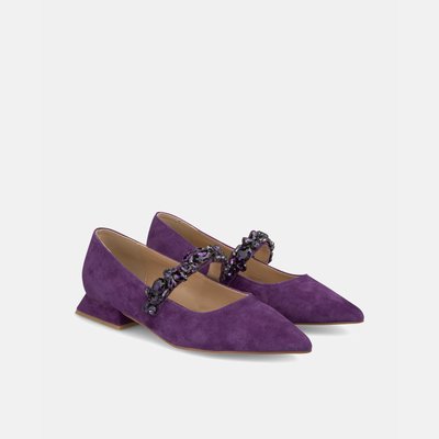 Ballerines en cuir avec bande de strass ALMA EN PENA