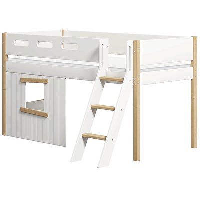 Lit mi-hauteur échelle et façades en chêne effet bois FLEXA