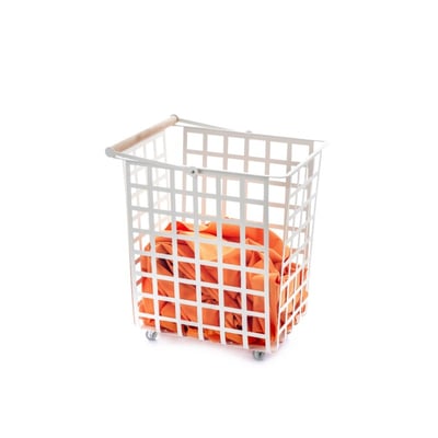 Grand panier multi-usages avec roulettes et poignée en bois, ZESTA DON HIERRO