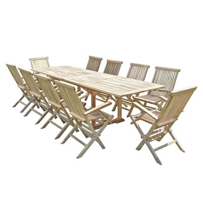Salon de jardin en teck BATAN 10 fauteuils pliants C ET L JARDIN