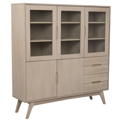 Vitrine Martie en MDF avec 3 portes vitrées, 2 portes pleines et 4 tiroirs TOILINUX