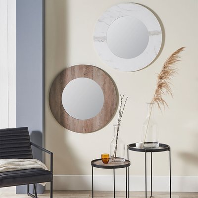 80cm White Marble Veneer Round Wall Mirror SO'HOME
