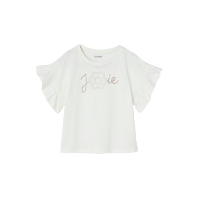 T-shirt cérémonie motif fleur en relief lettres pailletées VERTBAUDET