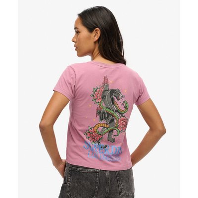 T-shirt ajusté à strass effet tatouage SUPERDRY