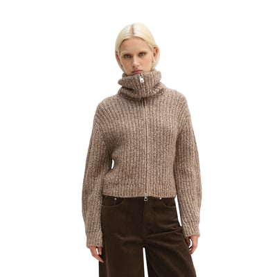 Cardigan zippé coupe décontractée en un mélange doux de coton bio et de laine d'alpaga MARC O'POLO