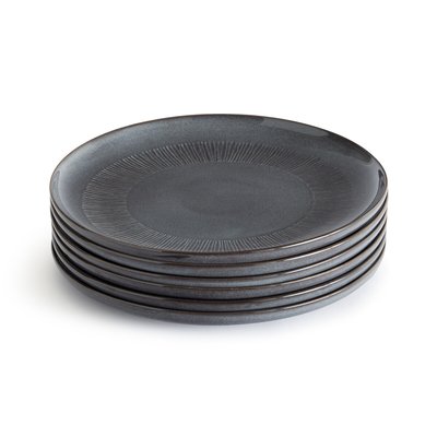 Lot de 6 assiettes plates grès émail réactif Edena LA REDOUTE INTERIEURS