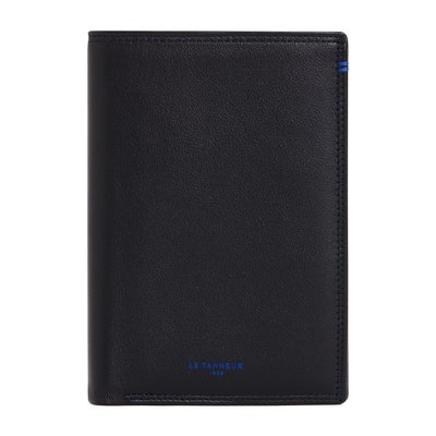 Porte cartes vertical 2 volets avec poche billets en cuir lisse MARTIN LE TANNEUR