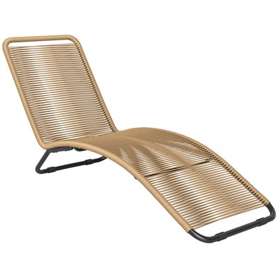 Bain de soleil style colonial acier noir résine filaire beige OUTSUNNY