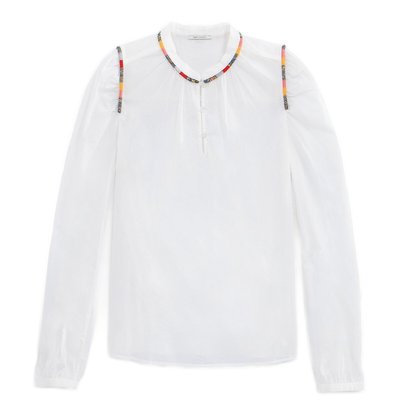 Blouse brodée manches longues avec dentelle IKKS