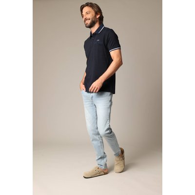 Polo en coton avec col, poche avant et manches à détails contrastants DREX DEELUXE