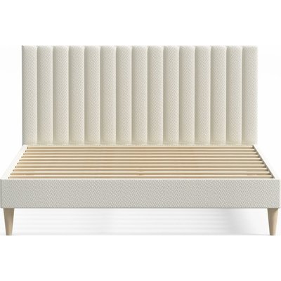 Lit adulte en tissu bouclé avec tête de lit matelassée - ELIOT HOMIFAB